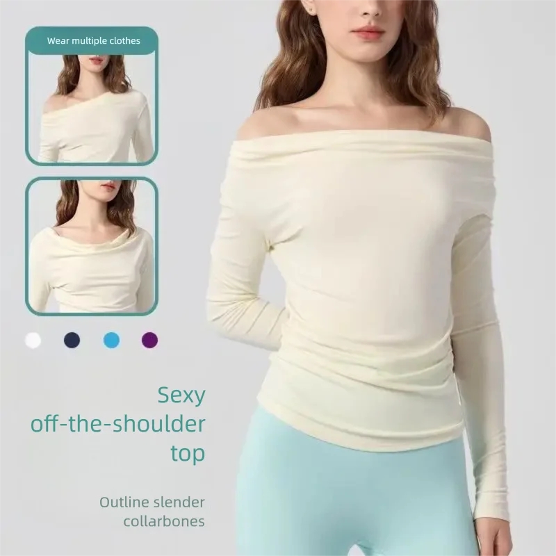 Pilates Yoga One - เสื้อโยคะแขนยาวใหม่สำหรับฤดูใบไม้ร่วง เสื้อออกกำลังกายผู้หญิงแบบไหล่เดียว เสื้อวิ่ง พิลาทิส ทรงเข้ารูปสำหรับกีฬาและฟิตเนส