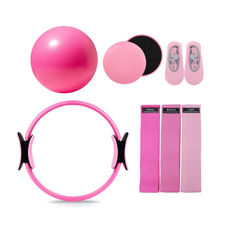 Pilate Yoga Workout - ชุดอุปกรณ์เสริมพิลาทิส YTYIN ลูกบอลขนาดเล็กแบบปรับแต่งได้ ห่วงพิลาทิส ยางยืดออกกำลังกาย คอร์สไลเดอร์