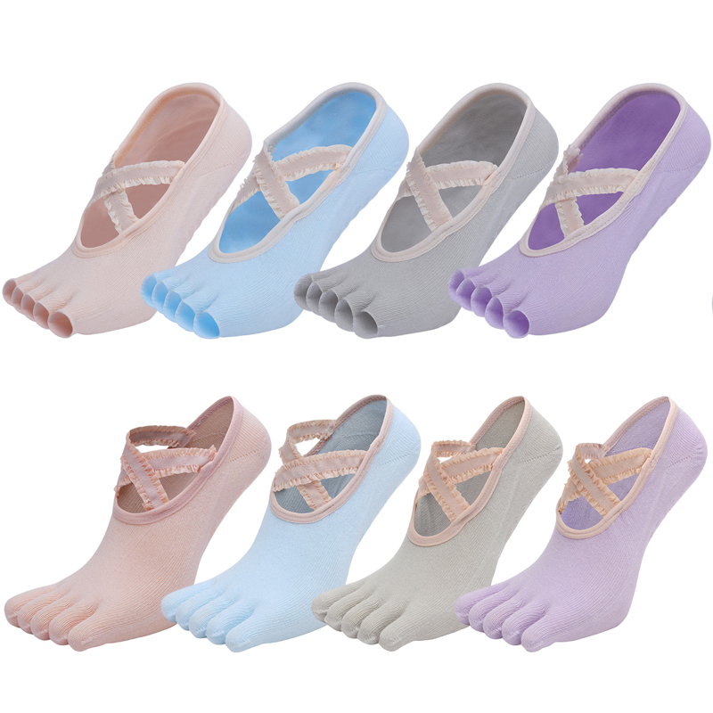 ห้านิ้วถุงเท้าโยคะลูกไม้ Cross - Pilate Yoga Workout บทวิจารณ์และราคา